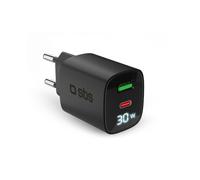 SBS TETRGANLCD1USB1C30K Black Caricabatterie da Muro con Schermo LCD USB-C e USB