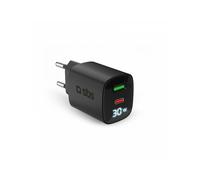 SBS Alimentatore LCD USB-C 30W, Tecnologia GaN, Power Delivery (PD), Ricarica Rapida, Display LCD, Caricatore per iPhone, iPad, Airpods, MacBook Air, Samsung, Pixel, Tablet, Smartphone, Nero