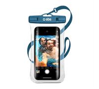 SBS Cover impermeabile IPX8 per cellulari Android e iPhone fino a 6,8" con finestra touch, impugnatura per selfie, laccio da collo, chiusura ermetica water resistant per brevi immesioni, blu