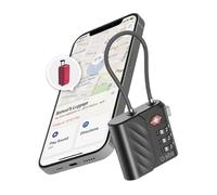 SBS Track My Lock, Lucchetto TSA con Localizzatore Finder Integrato | Compatibile con Apple Find My (iOS), Combinazione 3 Cifre, Allarme 60dB, Ricarica USB-C, Ideale per Valigie e Borse, Nero