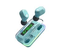 Music Hero auricolari TWS wireless con custodia di ricarica, schermo LCD, microfono integrato, musica e chiamate per 3 ore, comandi touch, blu
