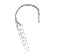 Sbshiouu Elegante collana con nappe con catena regolabile, design leggero, gioiello alla moda da donna con perle finte, 16cm x 20cm x 4cm, lega, perle finte