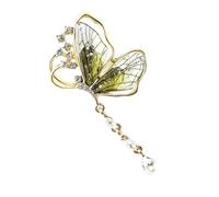Sbshiouu Elegante spilla a forma di farfalla con nappe disegni gocciolanti gocce d'acqua materiali in lega per donne moda, 3.2x6.7cm, Metallo