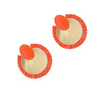 Sbshiouu Orecchini da donna a forma di ventaglio in lega di rafia con nappe, gioielli pendenti in lega, adatti per feste quotidiane, 5.4*5.7CM, Metallo
