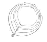 Sbshiouu Set di 5 eleganti collane a forma di cuore, regolabili, a strati, per donne e uso quotidiano, Size Approx.367cm/14.172.76in, vai a casa