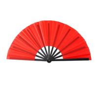 Sbshiouu Ventilatore portatile pieghevole KungFu da 10 pollici con mano in osso nero tinta unita per esposizioni culturali e forniture per celebrazioni arti marziali