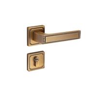 SBSSYVLMV Serratura for porta da camera da letto cinese retrò, porta interna in bronzo giallo, maniglia for porta in legno, serratura magnetica silenziosa(72F84 yellow bronze silent)