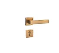 SBSSYVLMV Serratura for porta da camera da letto interna in bronzo semplice cinese, maniglia magnetica silenziosa in due pezzi, porta in legno retrò(Yellow bronze magnetic 35-50mm)