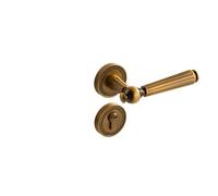 SBSSYVLMV Serratura for porta in ottone di lusso in stile camera da letto interna retrò, maniglia for porta magnetica silenziosa a due pezzi(A Yellow Bronze Magnetic 35-50mm)