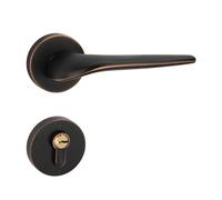 SBSSYVLMV Serratura for porta interna della camera da letto, maniglia in lega di zinco, serratura nera, maniglia silenziosa divisa, ferramenta(Black red ancient)