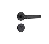SBSSYVLMV Serratura for porta silenziosa nera for camera da letto, tipo luce, lusso, for interni, bagno, set completo di serratura for porta in legno(B elegant black zinc alloy)