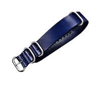 SBTJGKNIA Cinturino for orologio NATO in vera pelle colorata da 18 mm a 24, stile militare, traspirante, anti-sudore, accessori(Blue,22mm)