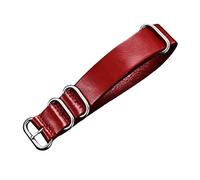 SBTJGKNIA Cinturino for orologio NATO in vera pelle colorata da 18 mm a 24, stile militare, traspirante, anti-sudore, accessori(Rot,20mm)