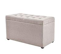 SBTXHJWCGLD Pouf e poggiapiedi Ampio Contenitore per Esterni Famiglia in Legno massello Tessuto in Cotone e Lino Spugna ad Alta resilienza Multifunzione, 10 Colori (Color : Beige, Size : 60x30