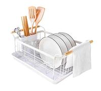 SBTXHJWCGLD Scolapiatti con Portaposate sopra Il Lavello, nel Lavello O sul Bancone Scolapiatti Scolapiatti Grande Cucina Cucina Rack Portaposate Stendibiancheria in Acciaio Inox 304