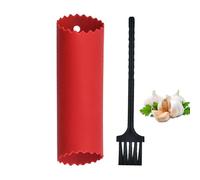 Sbuccia aglio per rimuovere la pelle, facile da sbucciare rapidamente i chiodi di garofano, con tubo in silicone, strumento da cucina con spazzola per la pulizia (rosso)