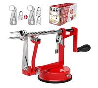 Sbuccia Mela Affettatrice e Levatorsoli - (2 Lame Extra e 1 Levatorsoli) Macchina da Cucina 3 in 1 per Pelare Verdure e Frutta, Lama Regolabile in Acciaio Inox, Base Antiscivolo a Ventosa
