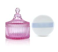 Sbuffo per cipria ultra morbido e contenitore, 8,4 cm, in velluto ad alta densità, lavabile e riutilizzabile, per cipria e barattolo di vetro, con spugnetta per trucco viso (rosa)