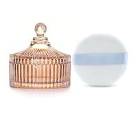 Sbuffo per cipria ultra morbido e contenitore, 8,4 cm, in velluto ad alta densità, lavabile, riutilizzabile, per cipria e barattolo di vetro, con spugnetta per trucco viso (ambra)