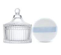 Sbuffo per cipria ultra morbido e contenitore, 8,4 cm, in velluto ad alta densità, lavabile, riutilizzabile, per cipria e barattolo di vetro, con spugnetta per trucco viso (trasparente)