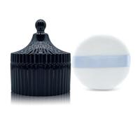 Sbuffo per cipria ultra morbido e contenitore, 8,4 cm, in velluto ad alta densità, lavabile, riutilizzabile, per cipria e barattolo di vetro, con spugnetta per trucco viso, colore nero