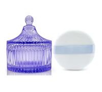 Sbuffo per cipria ultra morbido e contenitore, 8,4 cm, in velluto ad alta densità, lavabile, riutilizzabile, per cipria e barattolo di vetro, con spugnetta per trucco viso (viola)