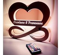 SBUGATTA | Lampada Personalizzata Amore Infinito| Idea Regalo Per lei e Lui | Festa della Mamma | San Valentino | Regalo Anniversario | Matrimonio e Natale (Cuore/Infinito Legno)