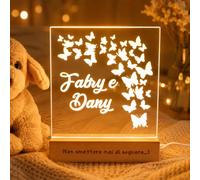 SBUGATTA |Lampada Personalizzata Con Nome |Lampada Notturna Bambino Bambina Neonato |Luce Notturna Personalizzata Bambini |Regalo Battesimo Bimbo Bimba|Regalo Nascita Bimbo Bimba (Farfalle)