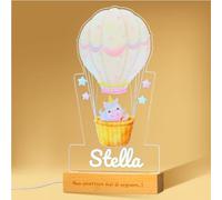 SBUGATTA | Lampada Personalizzata con Nome | Luce Notturna per Bambini | Nascita Bimba | Idee Regalo Battesimo Bimbo Pensiero per Neonato (Unicorno/Mongolfiera)