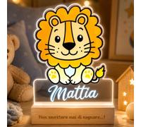 SBUGATTA | Lampada Personalizzata con Nome | Luce Notturna per Bambini | Regalo Nascita Bimba | Idee Battesimo Bimbo Regalo per Neonato (Leoncino)