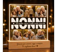 SBUGATTA | Regalo Nonni Personalizzato con Foto - Lampada LED Personalizzata in Plexiglass con Dedica su Base in Legno - Idea Regalo Festa dei Nonni, Compleanno, Natale, Anniversario per Nonna e Nonno