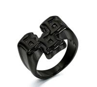 SBZIOJHDR anelli da uomo, Anello Antichrist 666 - Il marchio della bestia, accessorio hip hop punk in acciaio al titanio for uomo(Black,W)