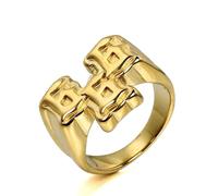 SBZIOJHDR anelli da uomo, Anello Antichrist 666 - Il marchio della bestia, accessorio hip hop punk in acciaio al titanio for uomo(Gold,Z+1)