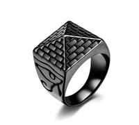 SBZIOJHDR anelli da uomo, Anello con piramide egizia e occhio di Horus, gioielli in acciaio al titanio for uomo/donna, stile antico Egitto(Black,Z+1)