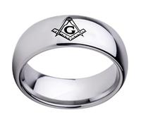 SBZIOJHDR anelli da uomo, Anello massonico con cupola da maestro massone - Fede nuziale leggera in acciaio al titanio simbolo for uomo e donna(S)