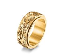 SBZIOJHDR anelli da uomo, Bracciale in acciaio al titanio con motivo multi-occhio, vintage, mistico, girevole, gioielli EDC, taglia USA dalla 6 alla 14(Gold,O)
