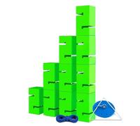 SBZIOJHDR attrezzature per il team building, Gioco di team building IEOWY for adulti, gioco torre con blocchi a installazione immediata, set giochi campestri for le scuole(Green,10PCS)