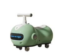 SBZIOJHDR Auto a dondolo, Wiggle Car a forma di arachidi Musica leggera Altalena Auto for bambini Ruota flash silenziosa con carta altalena zaino casco(Grn,No Helmet backpack)
