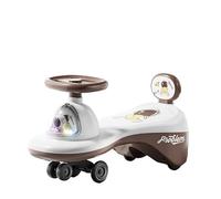 SBZIOJHDR Auto a dondolo, Wiggle Car Passeggino for auto Giocattoli da passeggio scorrevoli con luci musicali Girello terra for ragazzi e ragazze Scheda altalena(Brown,Normal wheel)