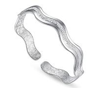 SBZIOJHDR bracciale, Bracciale rigido regolabile con motivo a onde da donna, braccialetto dell'amicizia, gioielli in argento da donna, regali di compleanno for sorelle amiche