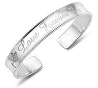 SBZIOJHDR bracciale, Bracciale rigido regolabile intagliato a mano con rosa, braccialetto dell'amicizia, gioielli in argento sterling, regali di compleanno for sorelle, amiche, coppie