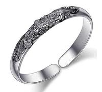 SBZIOJHDR bracciale, Bracciale rigido vintage con fiore intagliato a mano, braccialetto cinese, gioielli in argento da donna, regali di compleanno for sorelle, amiche, coppie