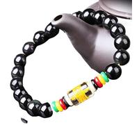 SBZIOJHDR Bracciale con diamanti Braccialetto della ricchezza, braccialetto con ciondolo mantra, amuleto portafortuna, regolabile, anti-spiriti maligni, donna, rosso(Black)