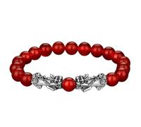 SBZIOJHDR Bracciale con diamanti Braccialetto di perline cristallo rosso granato e nero, talismano for prosperità, denaro buona fortuna, 7(18)