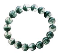 SBZIOJHDR bracciale di cristallo, Bracciale elastico in quarzo fantasma verde, bracciale con pietre preziose rotonde for uomo, gioielli, regali, 9 mm(12mm)