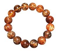 SBZIOJHDR bracciale di cristallo, Braccialetti con perline Super Seven in oro nero da 11 mm, bracciale elastico pietre preziose rotonde, gioielli braccialetti yoga(15mm)