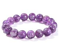SBZIOJHDR bracciale di cristallo, Braccialetti di pietra cristallo viola curativi naturali, perline, braccialetti pietre preziose elastiche, gioielli, regali, 11~12 mm(11~12mm)