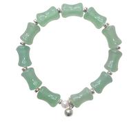 SBZIOJHDR Bracciale in argento, Bracciale con ciondoli Feng Shui in argento sterling giada e bambù naturale Avventurina Buona fortuna