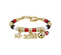 SBZIOJHDR braccialetto da ragazzo, Bracciale con perline della Coppa del mondo di calcio, squadra mondiale internazionale