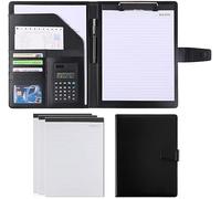 SBZIOJHDR cartellina, Organizzatore di documenti legali con file esecutivo e porta biglietti da visita incluso, blocco for appunti in formato lettera(Svart)